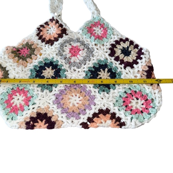 Handmade Crochet Purse Granny Squares White Multi Colored Small HandBag Bag New - Picture 4 of 6